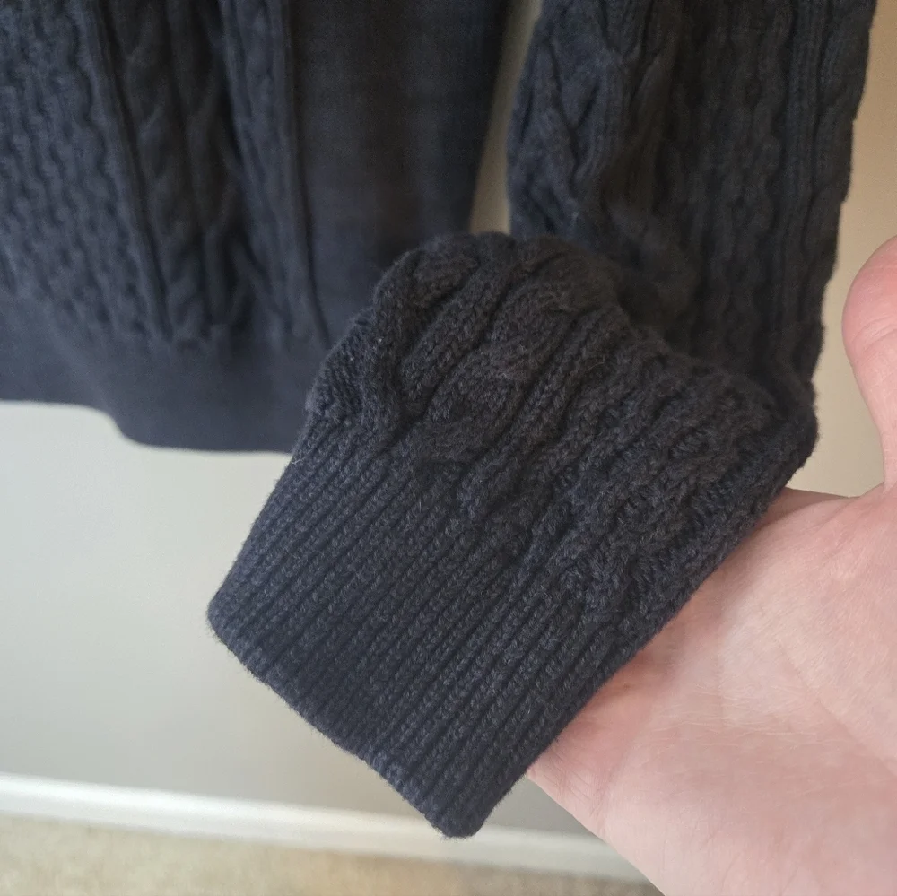 Primark Navy Cable Knit Crewneck Sweater, Fisherman, Medium, Long Sleeve